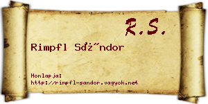 Rimpfl Sándor névjegykártya
